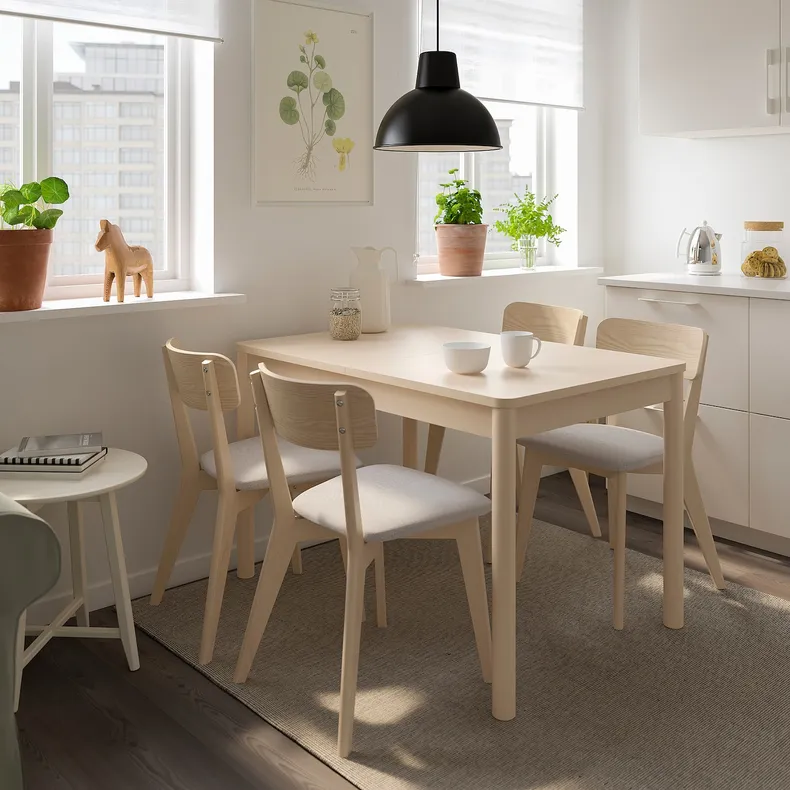 IKEA RÖNNINGE РЁННИНГЕ / LISABO ЛИСАБО, стол и 4 стула, березовый ясень / таллмира белый / черный, 118 / 173 см 195.549.29 фото №2