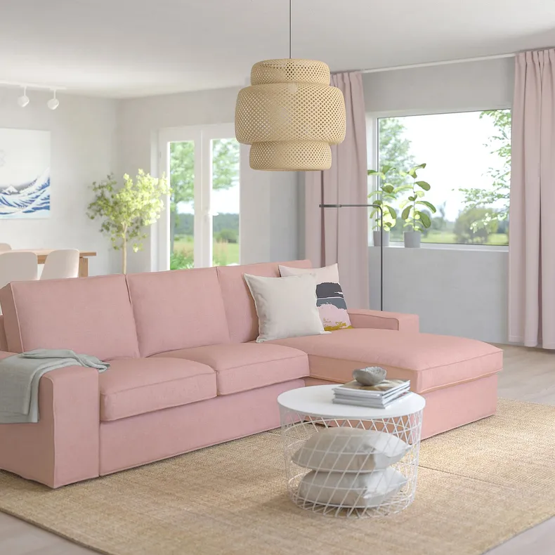 IKEA KIVIK КІВІК, 3-місний диван із кушеткою, Гарматний світло-рожевий 394.848.17 фото №2