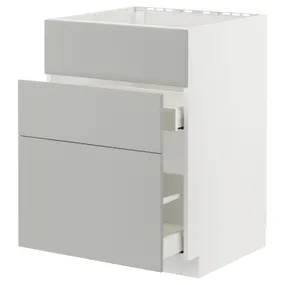 IKEA METOD МЕТОД / MAXIMERA МАКСИМЕРА, шкаф под мойку+3фасада / 2ящика, белый / светло-серый, 60x60 см 895.380.35 фото