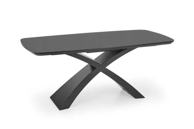Обідній стіл розкладний HALMAR SILVESTRO 180-220x89 см, стільниця - темно-сірий, ніжка - чорний фото №1