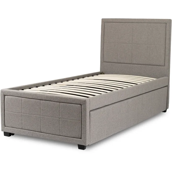 Кровать односпальная бархатная MEBEL ELITE ELIF Velvet, 90x200 см с дополнительным спальным местом, серый фото №7