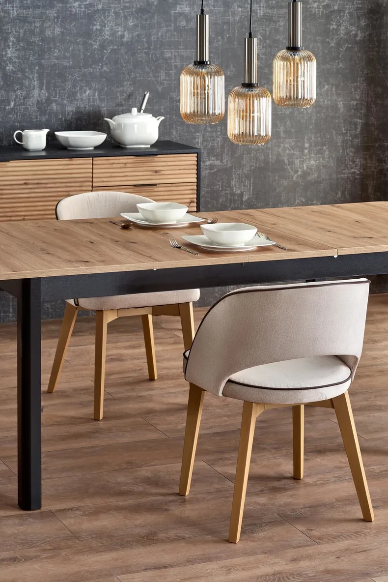 Кухонний стіл розкладний HALMAR FLORIAN 160-228x90 см, стільниця - дуб артисан, ніжки - чорні фото №13