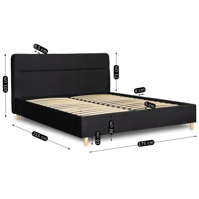 Кровать MEBEL ELITE 160x200 BOND Velour Bed Black фото №10