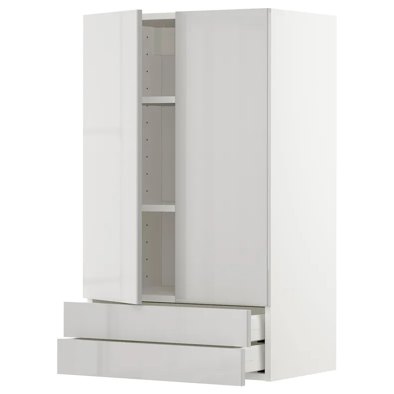 IKEA METOD МЕТОД / MAXIMERA МАКСІМЕРА, навісна шафа, 2 дверцят / 2 шухляди, білий / Ringhult світло-сірий, 60x100 см 494.579.41 фото №1