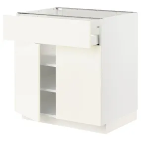IKEA METOD МЕТОД / MAXIMERA МАКСИМЕРА, напольный шкаф с ящиком / 2дверцами, белый / Вальстена белый, 80x60 см 895.072.08 фото