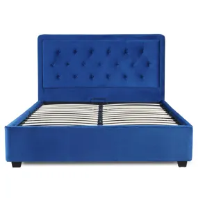 Кровать двуспальная бархатная MEBEL ELITE CROS, 160x200 см, синий фото