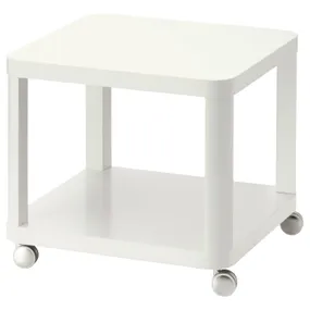 IKEA TINGBY ТІНГБЮ, столик журнальний на коліщатах, білий, 50x50 см 202.959.30 фото