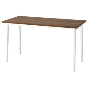 IKEA MITTZON МІТТЗОН, стіл для конференцій, шпон волоського горіха/білий, 140x68x75 см 695.330.05 фото
