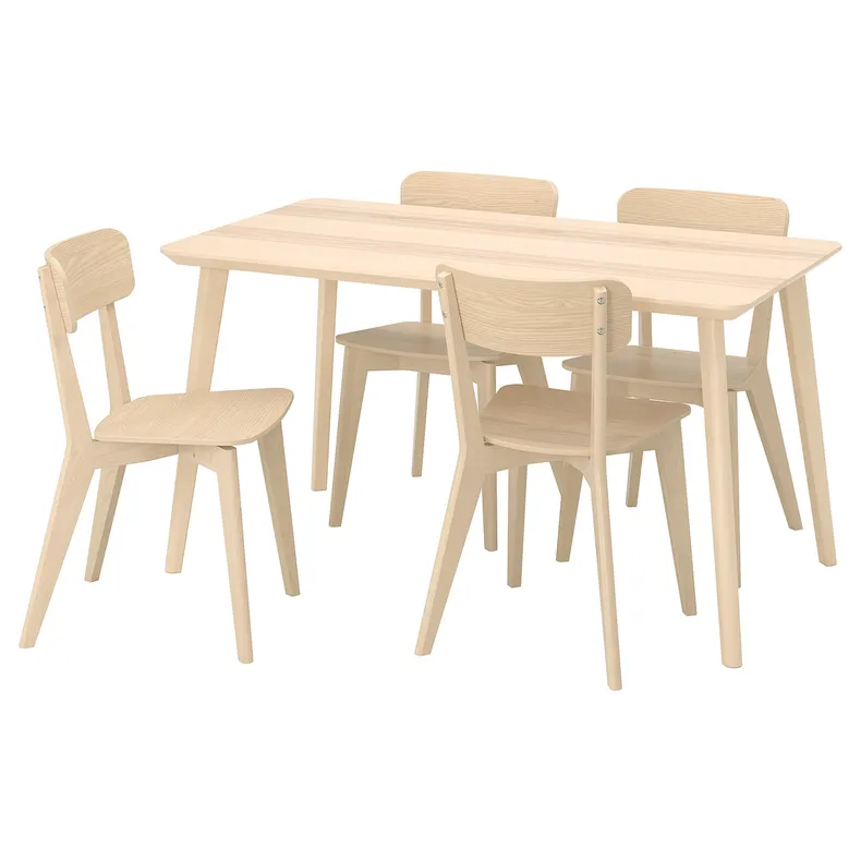 IKEA LISABO ЛІСАБО / LISABO ЛІСАБО, стіл+4 стільці, шпон з ясена / ясена, 140x78 см 493.855.29 фото №1