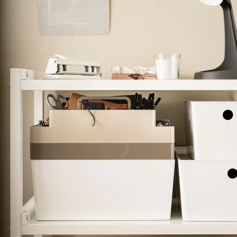 IKEA KUGGIS КУГГИС, органайзеры д/письменного стола,2шт, серый беж/темно-серый беж, 26x35x16 см 605.691.88 фото №7