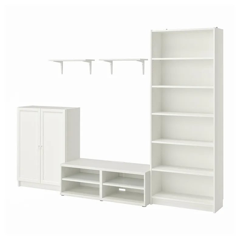 IKEA BILLY БИЛЛИ / BESTÅ БЕСТО, шкаф для ТВ, комбинация, белый, 280x40x202 см 893.986.81 фото №1