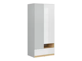 BRW Двухдверный шкаф Nandu 90 см с выдвижным ящиком светло-серый/полированный дуб/глянцевый белый, светло-серый/полированный дуб/глянцевый белый SZF2D1S-JSZ/DP/BIP фото