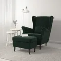 IKEA STRANDMON СТРАНДМОН, крісло та підставка для ніг, Джупард темно-зелений 194.839.08 фото thumb №2