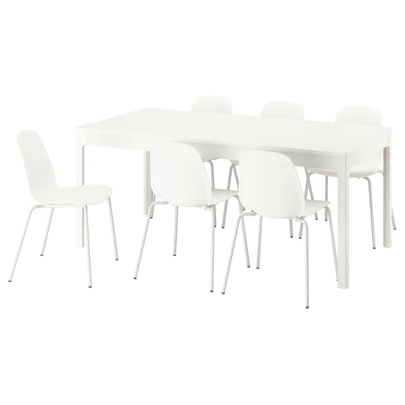 IKEA EKEDALEN ЕКЕДАЛЕН / LIDÅS ЛІДОС, стіл+6 стільців, білий/білий, 180/240 см 895.704.31 фото №1