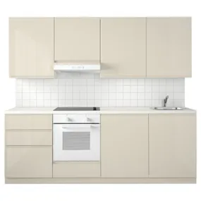 IKEA METOD МЕТОД, кухня, белый Maximera / Voxtorp глянцевый светло-бежевый, 240x60x228 см 794.690.42 фото