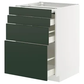 IKEA METOD МЕТОД / MAXIMERA МАКСИМЕРА, напольный шкаф с выдвиж панелью/3ящ, белый/Гавсторп темно-зеленый, 60x60 см 995.576.03 фото