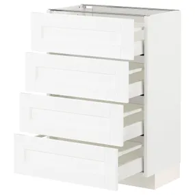 IKEA METOD МЕТОД / MAXIMERA МАКСИМЕРА, напольный шкаф 4 фасада / 4 ящика, белый Энкёпинг / белая имитация дерева, 60x37 см 994.734.15 фото
