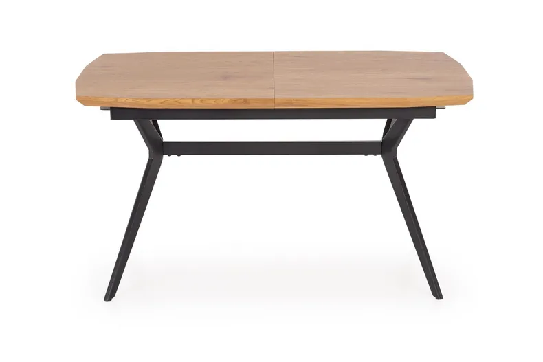 Обеденный стол раскладной HALMAR GUSTAVO 140-180x80 см - золотой дуб, ножки - черные фото №1