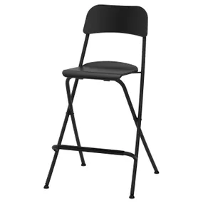 IKEA FRANKLIN ФРАНКЛІН, барний стілець зі спинкою, складан, чорний/чорний, 63 см 504.064.65 фото