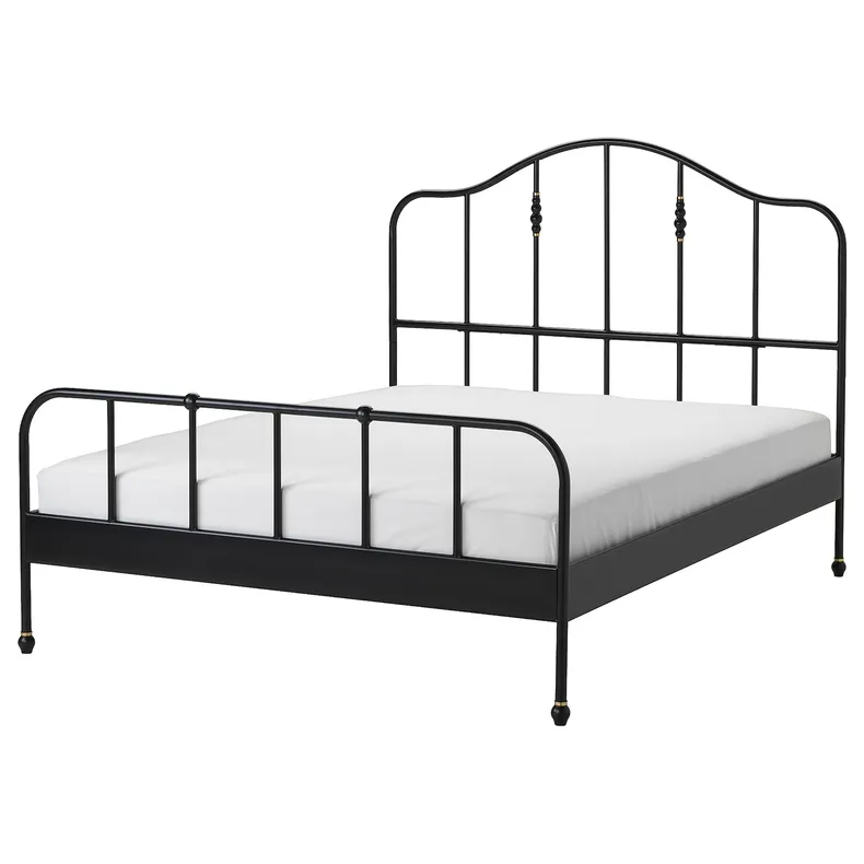 IKEA SAGSTUA САГСТУА, каркас ліжка, чорний/ЛЕНСЕТ, 160x200 см 392.688.37 фото №1
