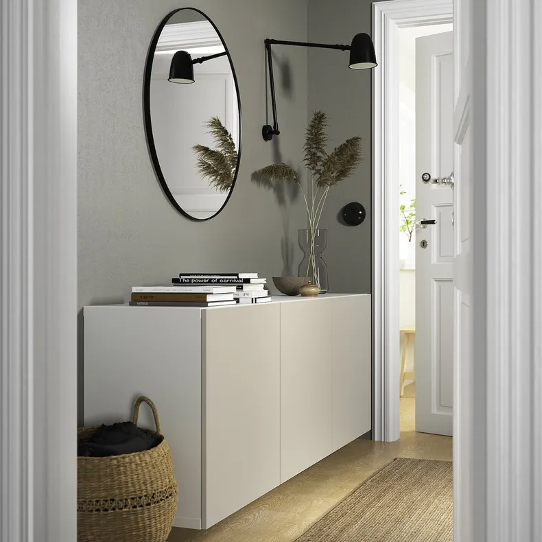 IKEA BESTÅ БЕСТО, настінна комбінація шаф, білий / лапландський світло-сірий бежевий, 180x42x64 см 594.124.81 фото №3