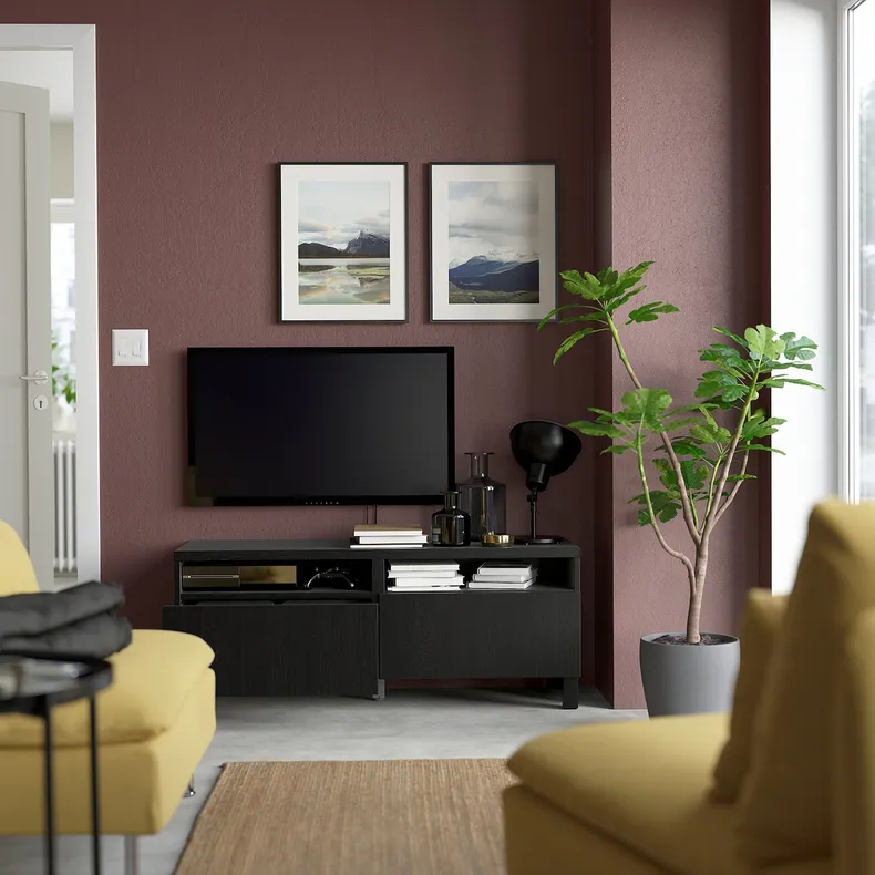 IKEA BESTÅ БЕСТО, тумба для телевізора з шухлядами, чорно-коричневий / ЛАППВІКЕН / СТУББ чорно-коричневий, 120x42x48 см 193.991.89 фото №2