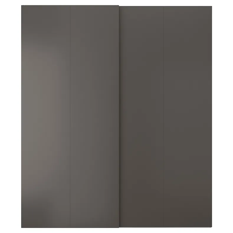 IKEA HASVIK ХАСВІК, розсувні дверцята, 2 шт., темно-сірий, 200x236 см 605.109.56 фото №1