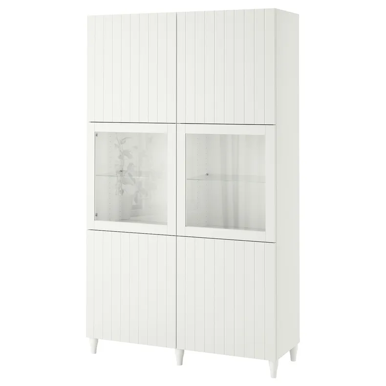 IKEA BESTÅ БЕСТО, комбинация д / хранения+стекл дверц, белый Sutterviken / Sindvik белое прозрачное стекло, 120x42x202 см 393.849.50 фото №1