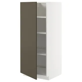 IKEA METOD МЕТОД, высокий шкаф с полками, белый/гавсторпский коричневый/бежевый, 60x60x140 см 895.588.96 фото