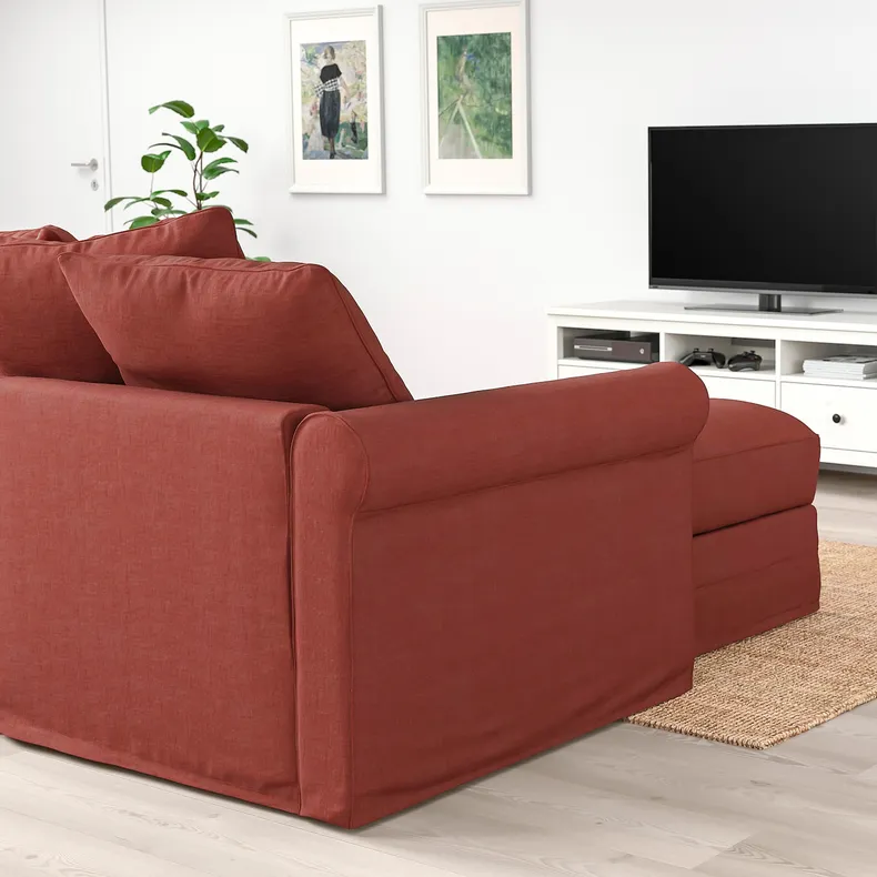 IKEA GRÖNLID ГРЕНЛІД, 4-місний диван із кушеткою, ЛЬЙУНГЕН світло-червоний 694.089.78 фото №3