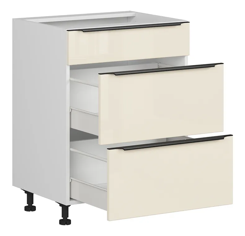BRW Кухонный шкаф Sole L6 60 см с выдвижными ящиками магнолия жемчуг, альпийский белый/жемчуг магнолии FM_D2S_60/82_2SMB/B-BAL/MAPE фото №3