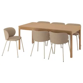 IKEA EKEDALEN ЭКЕДАЛЕН / KRYLBO КРЮЛБО, стол и 6 стульев, дуб / тонеруд темно-бежевый, 180 / 240 см 395.712.25 фото