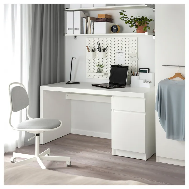 IKEA MALM МАЛЬМ, письменный стол, белый, 140x65 см 602.141.59 фото №3