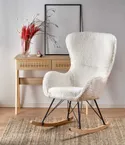 Мягкое кресло-качалка HALMAR LIBERTO 2, кремовый/черный/натуральный фото thumb №3