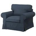 IKEA EKTORP ЭКТОРП, кресло с табуретом для ног, Киланда темно-синего цвета 495.538.67 фото thumb №1