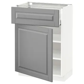 IKEA METOD МЕТОД / MAXIMERA МАКСИМЕРА, напольный шкаф с ящиком / дверцей, белый / бодбинский серый, 60x37 см 594.602.69 фото