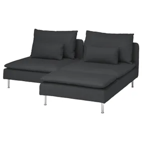IKEA SÖDERHAMN СОДЕРХЭМН, 2-местный диван с козеткой, Фридтуна темно-серого цвета 394.496.16 фото