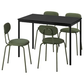 IKEA SANDSBERG САНДСБЕРГ / ÖSTANÖ ЭСТАНЁ, стол и 4 стула, черный черный/Реммарн темно-зеленый, 110 см 095.694.84 фото