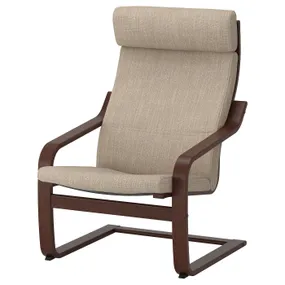 IKEA POÄNG ПОЭНГ, кресло, коричневый / бежевый 791.977.58 фото