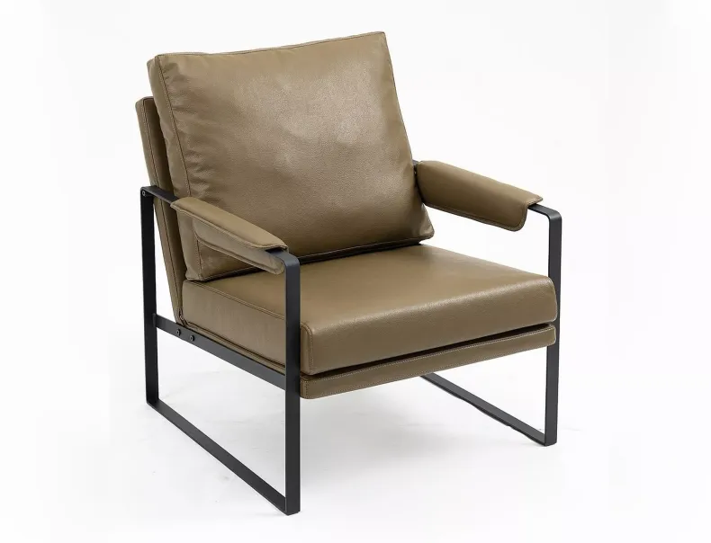 Крісло м'яке з металевим каркасом SIGNAL FOCUS Buffalo, екошкіра: оливковий фото №1