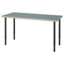 IKEA LAGKAPTEN ЛАГКАПТЕН / OLOV ОЛОВ, письмовий стіл, сіро-бірюзовий / чорний, 140x60 см 495.234.65 фото thumb №1
