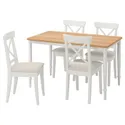 IKEA DANDERYD ДАНДЕРЮД / INGOLF ІНГОЛЬФ, стіл+4 стільці, дуб білий okl / Hallarp бежевий, 130x80 см 793.887.34 фото thumb №1