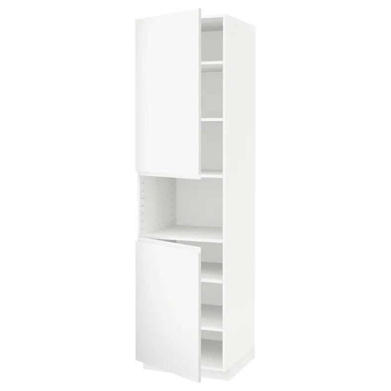 IKEA METOD МЕТОД, вис шафа д / мікрохв печі / 2 двер / пол, білий / Voxtorp матовий білий, 60x60x220 см 894.682.02 фото №1