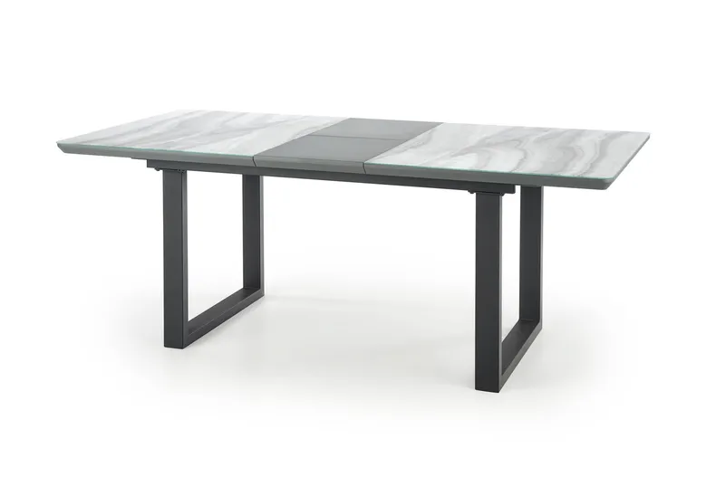 Обідній стіл розкладний HALMAR MARLEY 160-200x90 см, стільниця - білий мармур / попелясто-сірий, ніжки - чорні фото №13