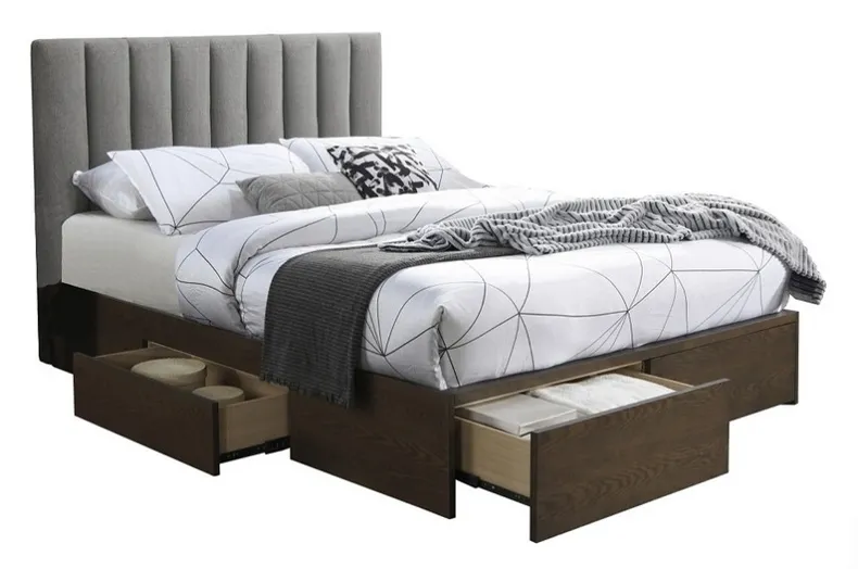 Двоспальне ліжко HALMAR З ящиками Gorashi 160x200 см сірий/горіх фото №1