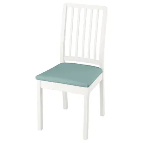 IKEA EKEDALEN ЕКЕДАЛЕН, стілець, білий / світло-бірюзовий Хакебо 294.292.18 фото
