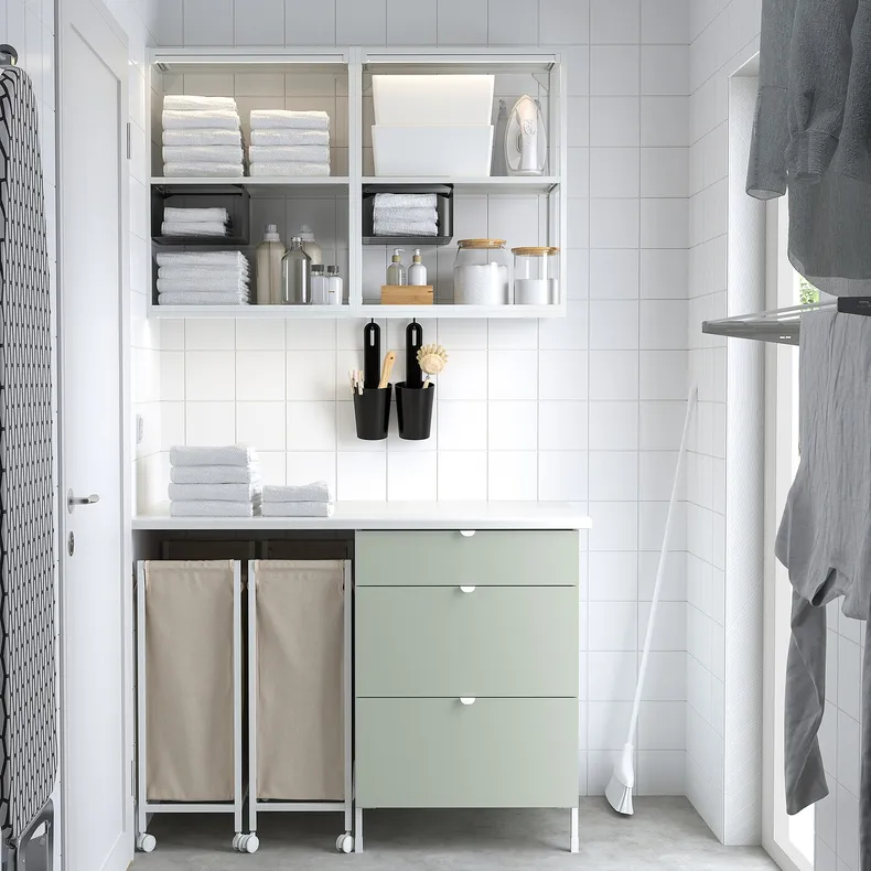 IKEA ENHET ЕНХЕТ, шафа, білий/блідо-сіро-зелений, 121,5x63,5x222 см 595.481.25 фото №3