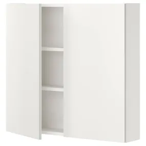 IKEA ENHET ЭНХЕТ, навесной шкаф с 2 полками/дверцами, белый, 80x17x75 см 993.236.85 фото