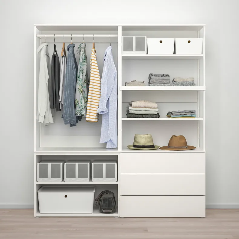 IKEA PLATSA ПЛАТСА, гардероб із 2 дверцятами+3 шухлядам, білий / Fonnes white, 160x42x181 см 593.362.70 фото №3