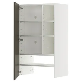 IKEA METOD МЕТОД, навесной шкаф д/вытяжки/полка/дверь, белый/гавсторпский коричневый/бежевый, 60x100 см 995.585.51 фото